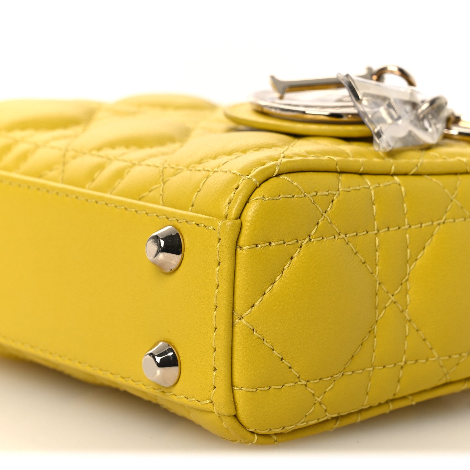 Christian Dior Lambskin Cannage Micro Lady Dior Yellow 1842266