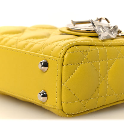 Christian Dior Lambskin Cannage Micro Lady Dior Yellow 10 of 12