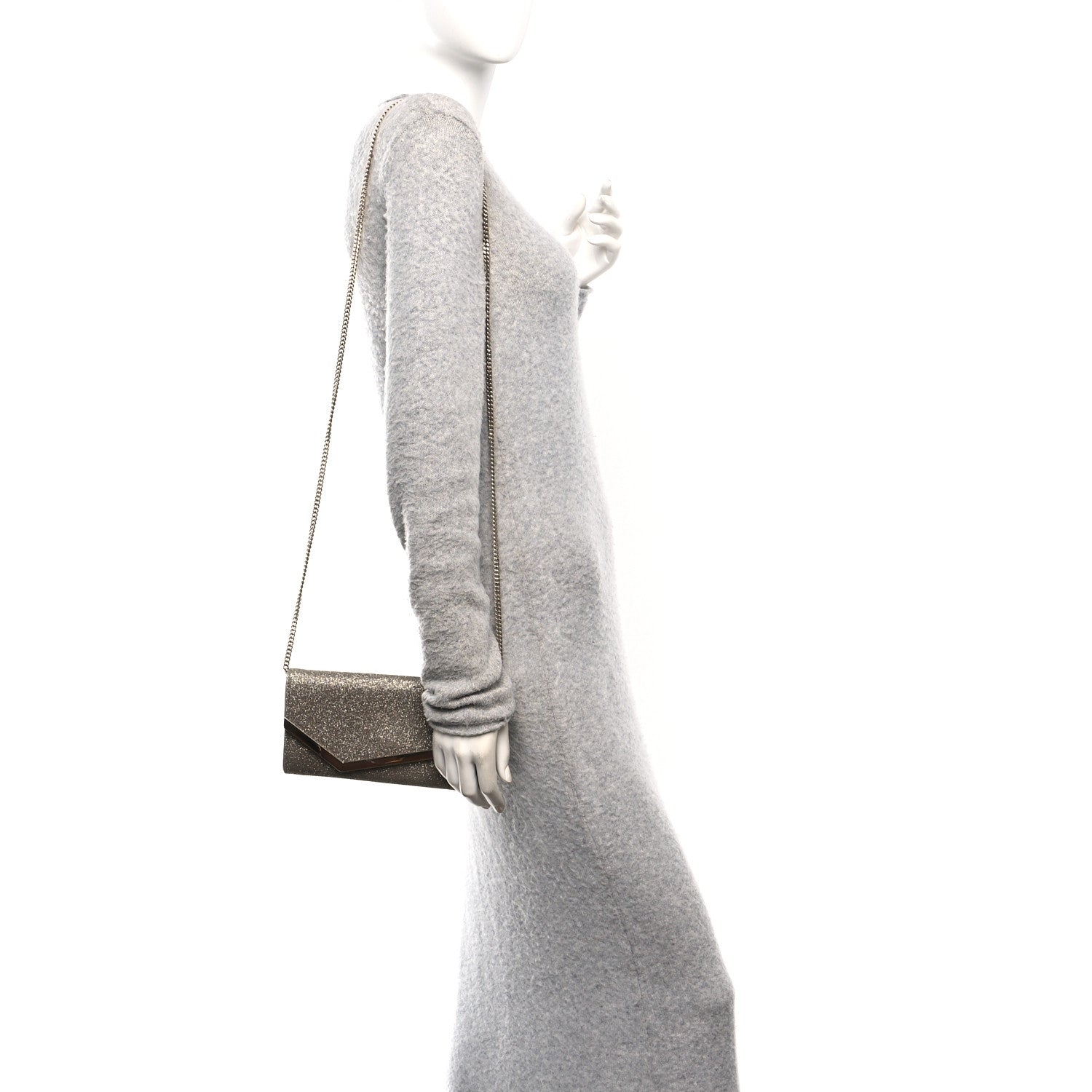 Jimmy Choo Dusty Glitter Emmie Clutch Platinum Ice 3 of 11