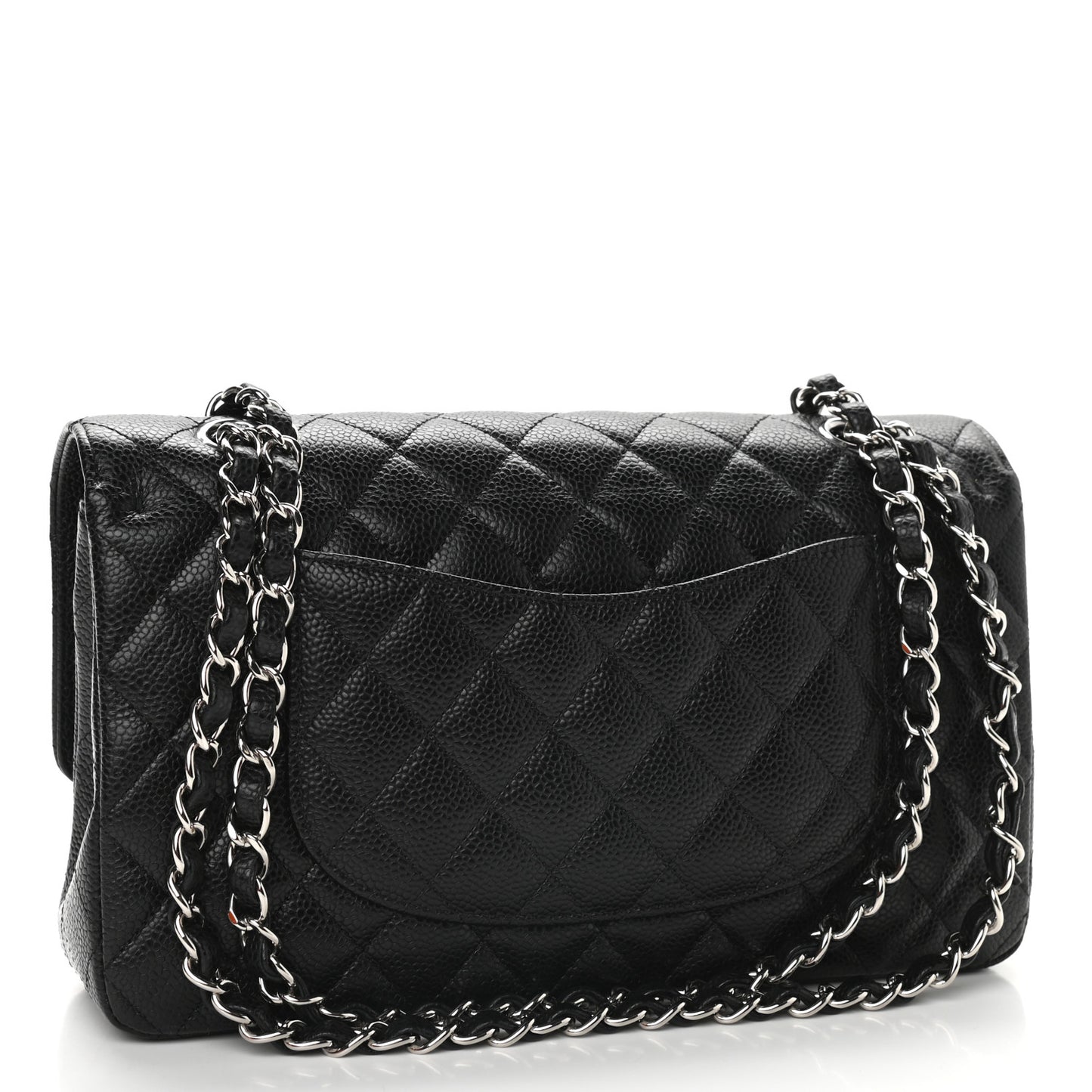 Caviar Quilted Medium Double Flap Black