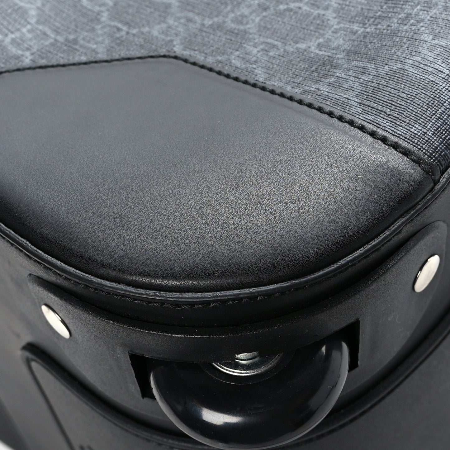 Soft GG Supreme Monogram Web Carry On Duffle With Wheels Black Grey