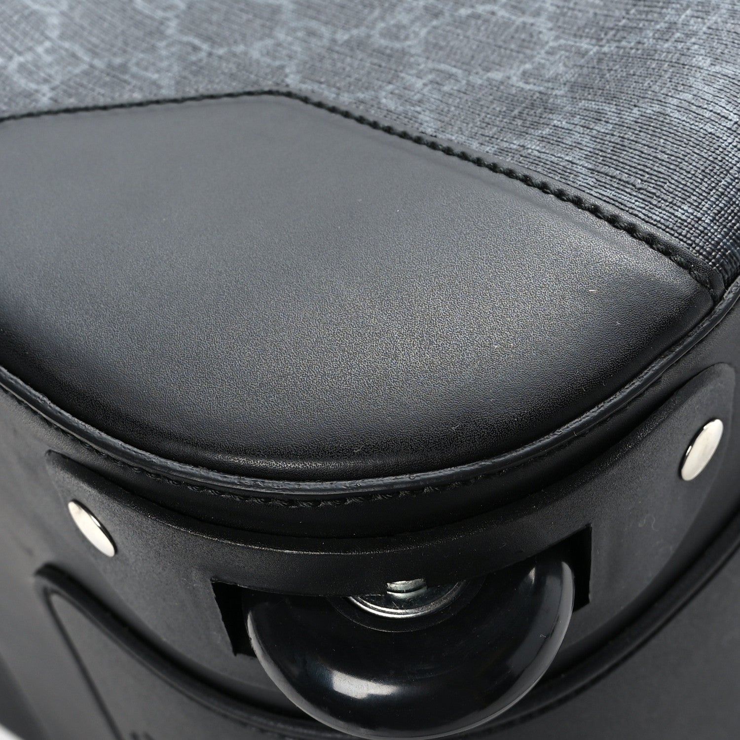 Gucci Soft GG Supreme Monogram Web Carry On Duffle With Wheels Black Grey 10 of 11