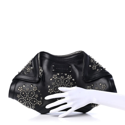 Alexander McQueen Calfskin Studded De Manta Clutch Black 2 of 9