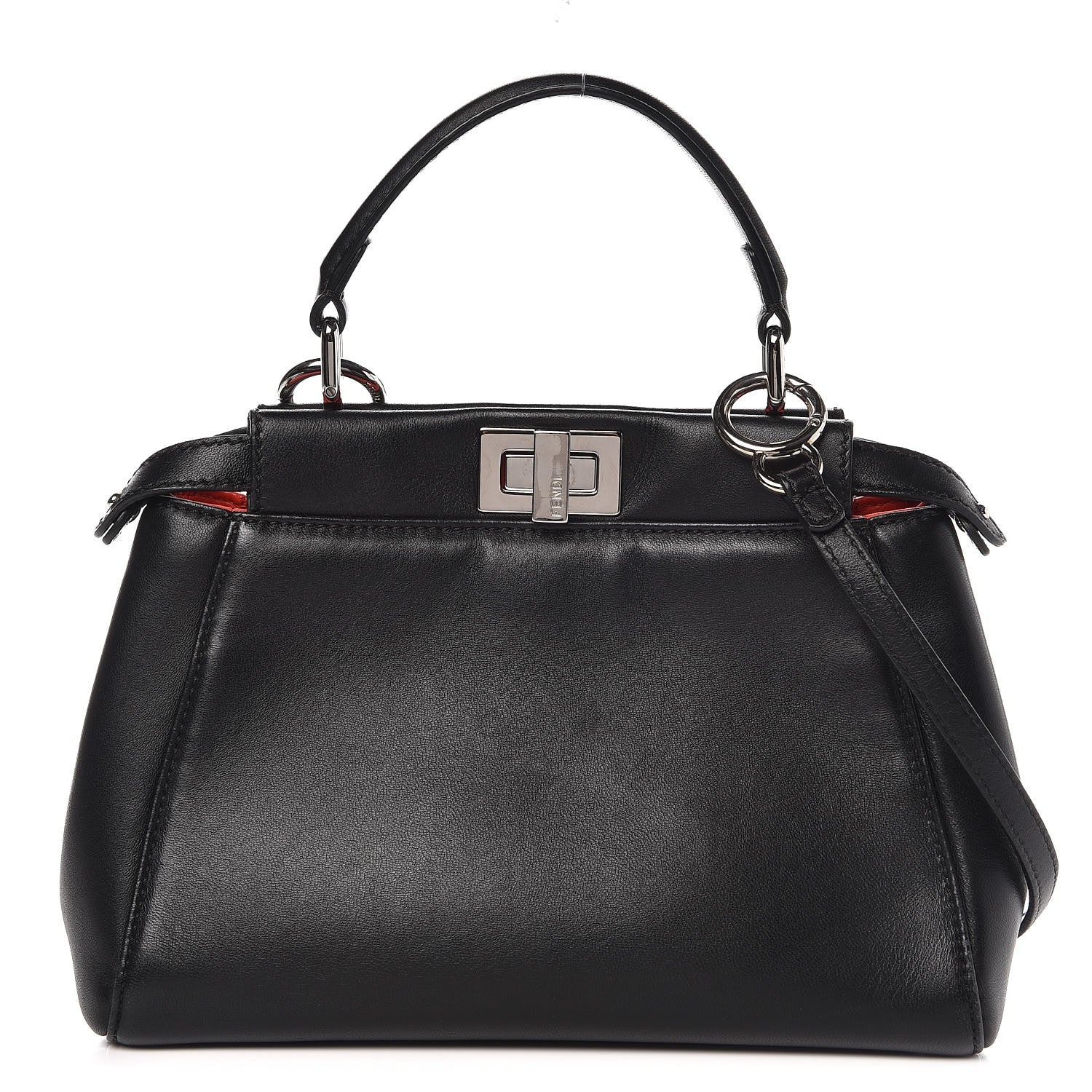 Fendi Nappa Karung Monster Eyes Mini Peekaboo Iconic Satchel Black Papavero 1 of 13