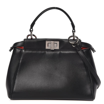 Fendi Nappa Karung Monster Eyes Mini Peekaboo Iconic Satchel Black Papavero 1 of 13