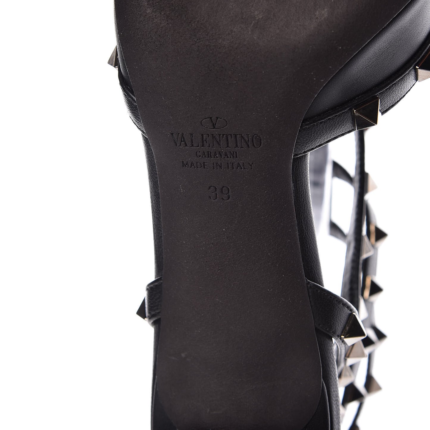Nappa Rockstud Ankle Strap Low Heel Pumps 39 Black