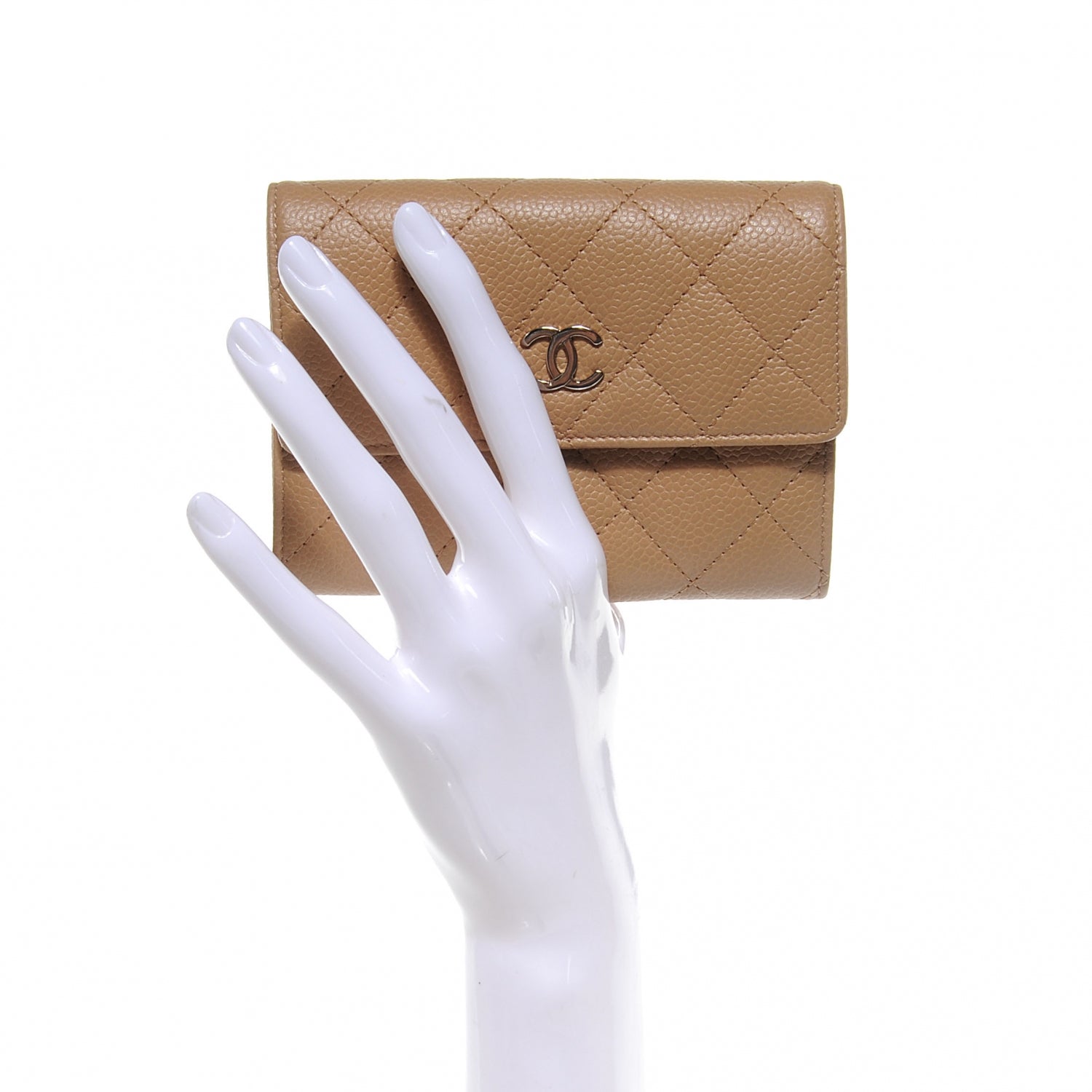 Chanel Caviar Small Compact Wallet Beige 2 of 8