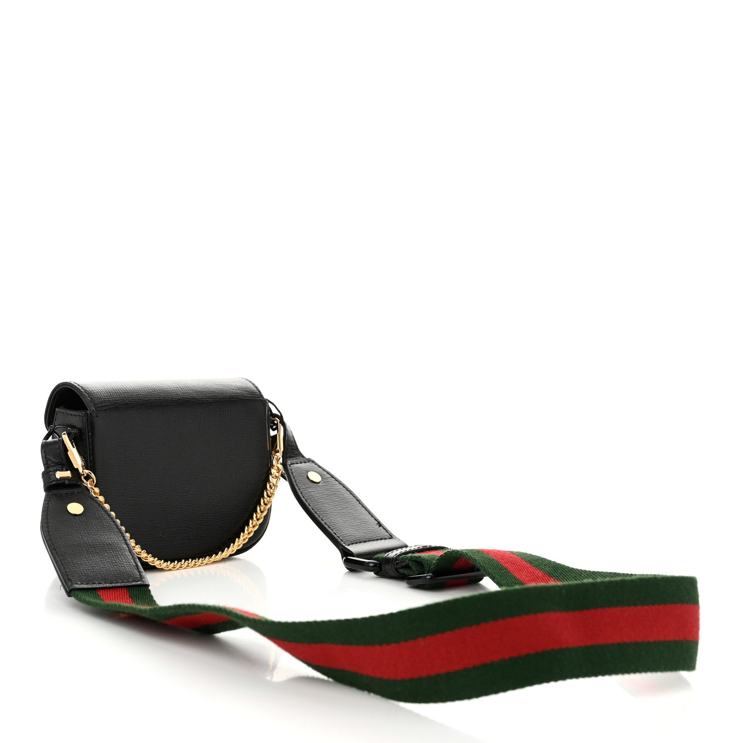 Gucci Azalea Calfskin Web Monochrome Horsebit 1955 Wallet On Strap Black 3 of 10