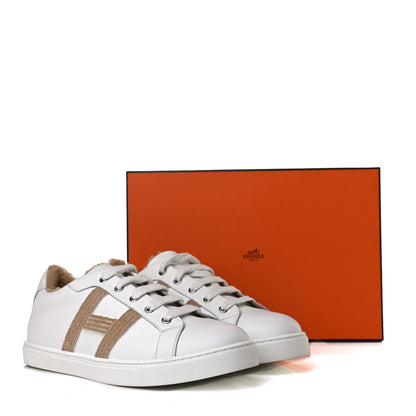 Hermes Calfskin Shearling Womens Avantage Sneakers 39.5 White Ecru 10 of 10