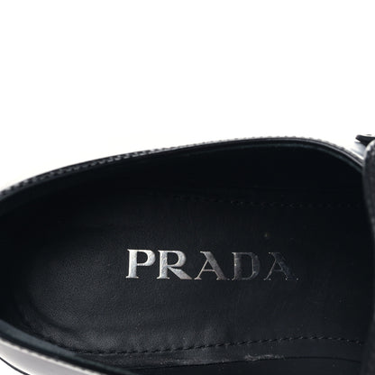 Prada Spazzolato Metal Triangle Logo 50mm Loafers 38 Black 7 of 8