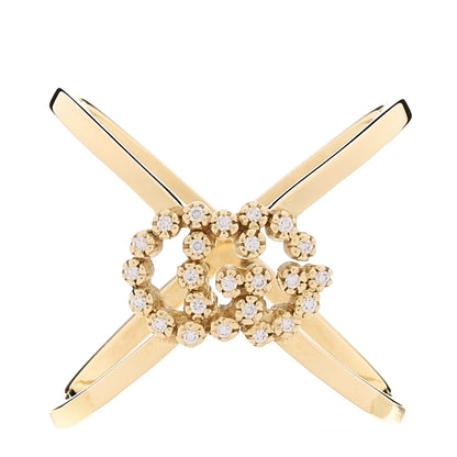 Gucci 18K Yellow Gold Diamond Running G Cross Ring 52 6 1 of 4