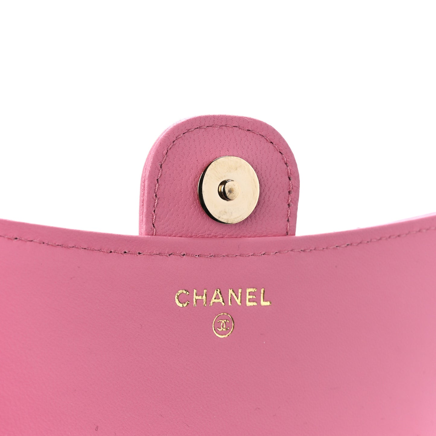 Lambskin Quilted Flap Phone Holder With Chain Pink