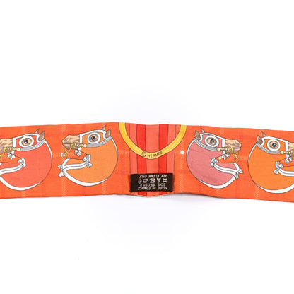 Hermes Silk Tatersale Twilly Rouge Orange Jaune D'Or 3 of 4
