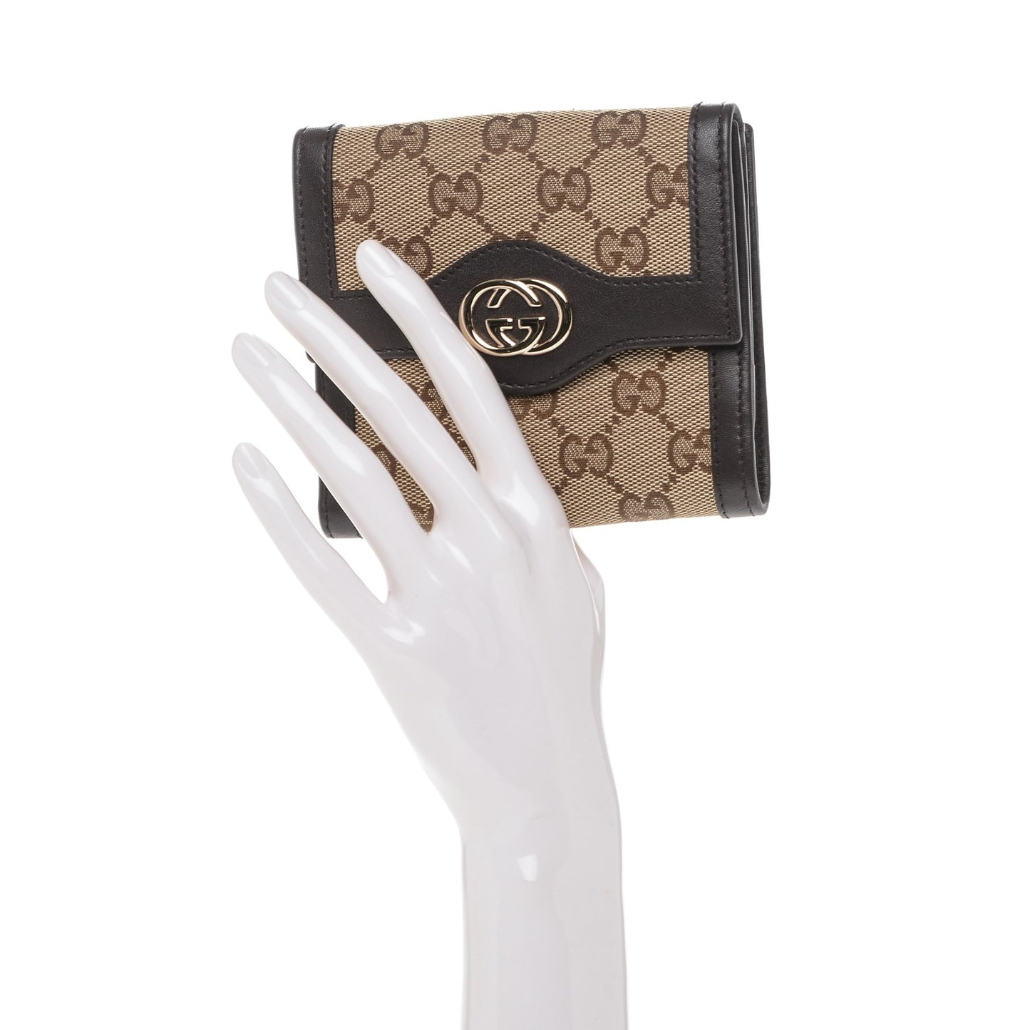 Monogram Margaux Calfskin Sukey French Flap Wallet Beige Ebony Cocoa
