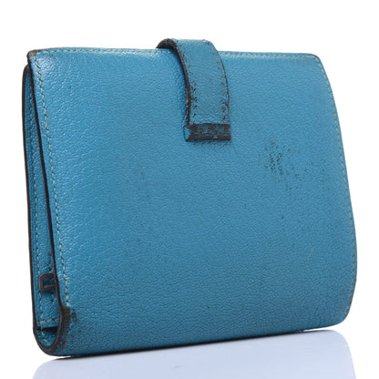 Hermes Chevre Mysore Compact Bearn Wallet Blue Jean 3 of 29