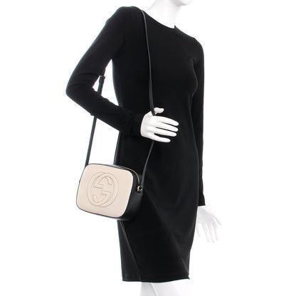 Gucci Dollar Calfskin Bi-Color Small Soho Disco Bag Mystic White Black 2 of 7