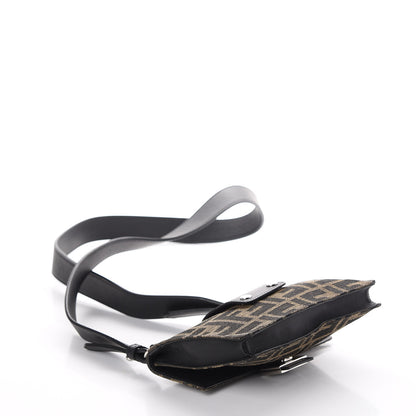 Fendi Recycled Fabric Jacquard Vitello Grace FF 1974 Baguette Belt Pouch Tobacco Moro Black 3 of 10