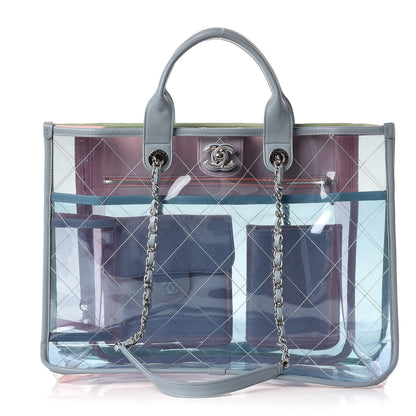 Chanel Lambskin PVC Quilted Medium Coco Splash Shopping Bag Blue Green Pink 1 of 9