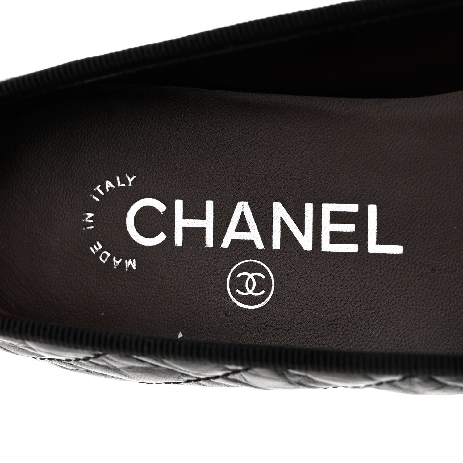 Chanel Aged Calfskin Quilted CC Cap Toe Ballerina Flats 37 Black 7 of 11