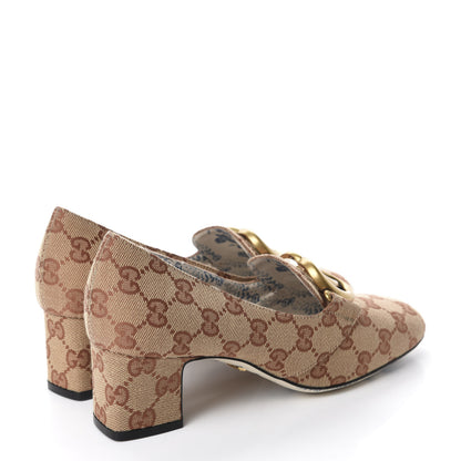 Gucci Monogram GG Victoire 55mm Loafer Pumps 38.5 Beige Ruggine 4 of 10