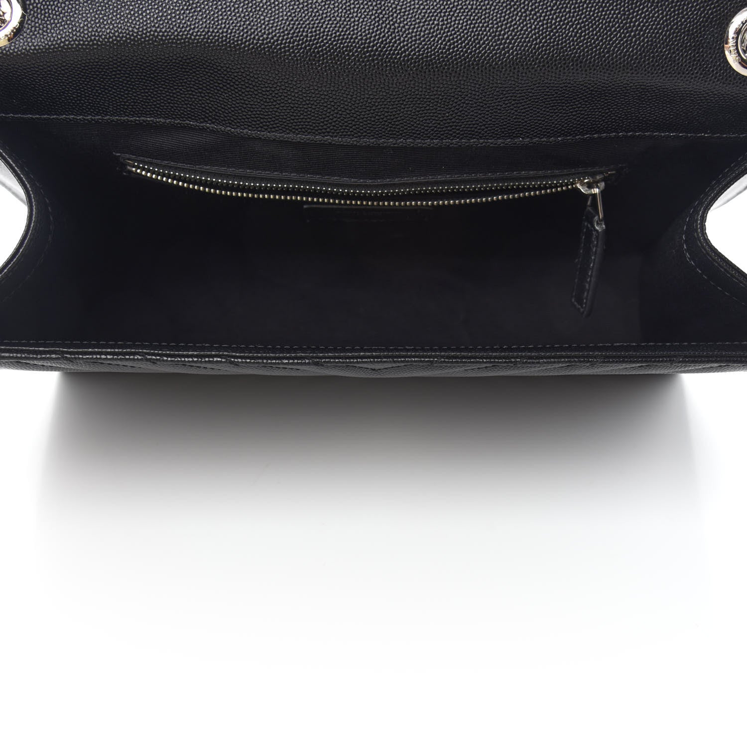 Saint Laurent Grain De Poudre Matelasse Chevron Large Monogram Satchel Black 5 of 11