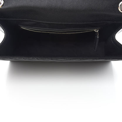 Saint Laurent Grain De Poudre Matelasse Chevron Large Monogram Satchel Black 5 of 11