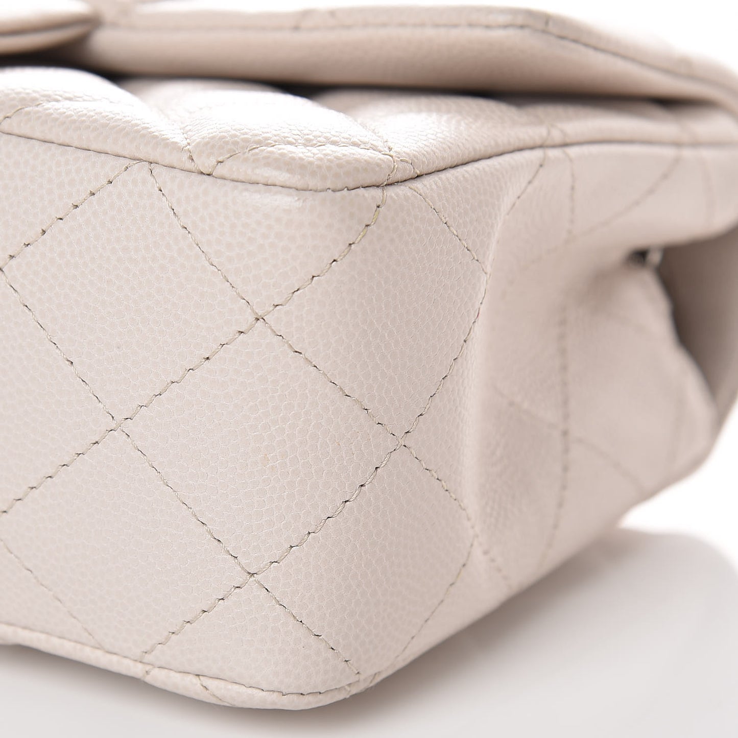 Caviar Quilted Mini Rectangular Flap Ivory