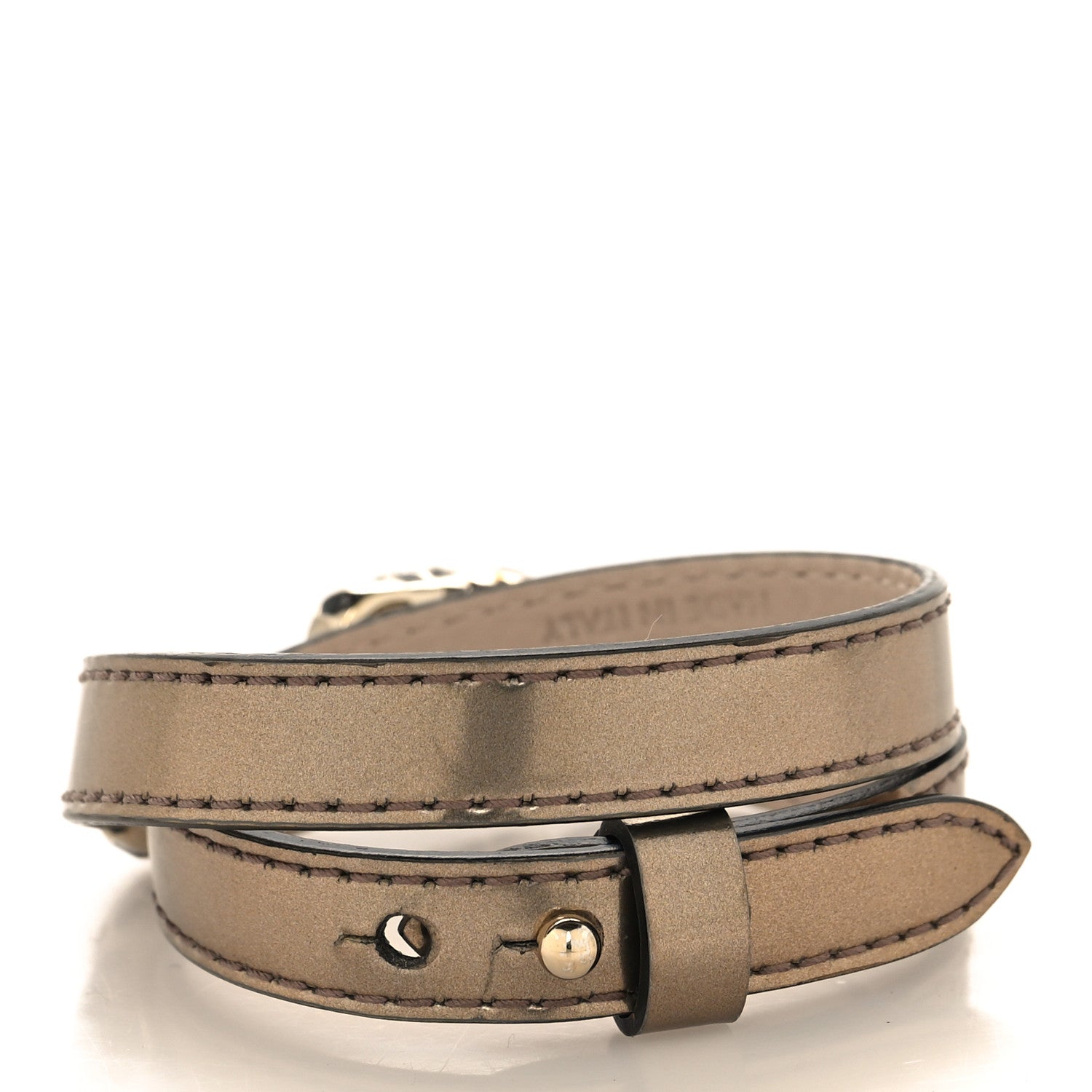 Bulgari Metallic Calfskin Serpenti Forever Double Coil Bracelet S Antique Bronze 3 of 6