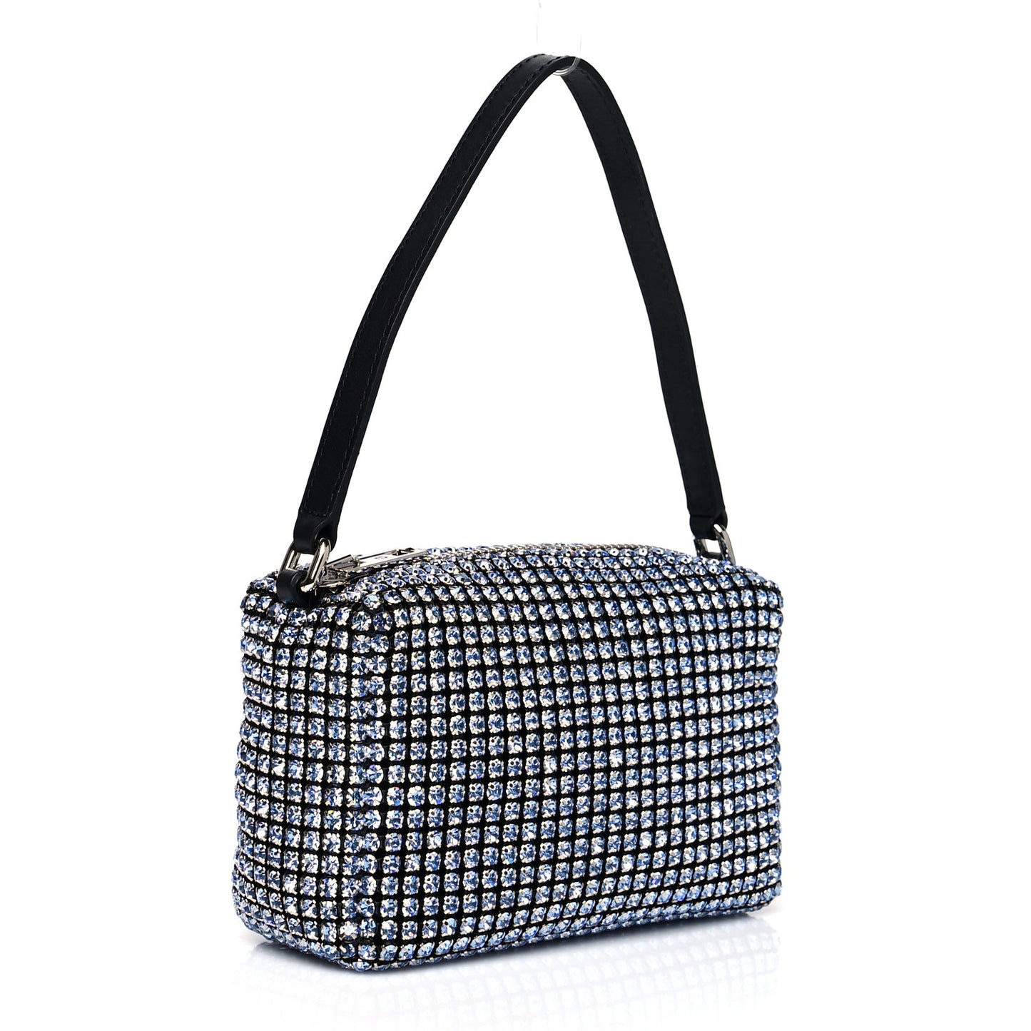 Mesh Crystal Rhinestone Mini Heiress Pouch Navy