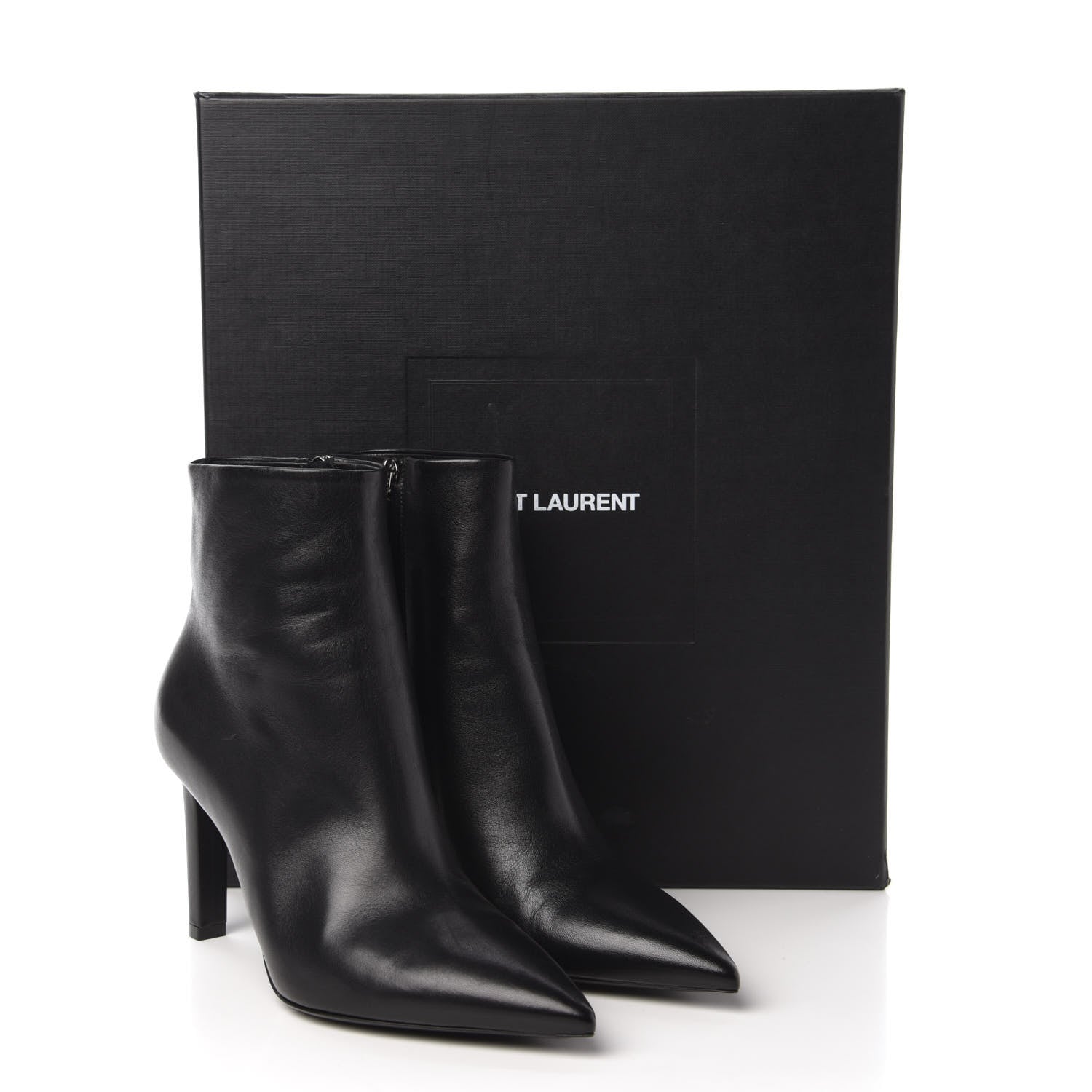 Saint Laurent Santiago Russo Kate 85 Zip Bootie 38 Black 9 of 9