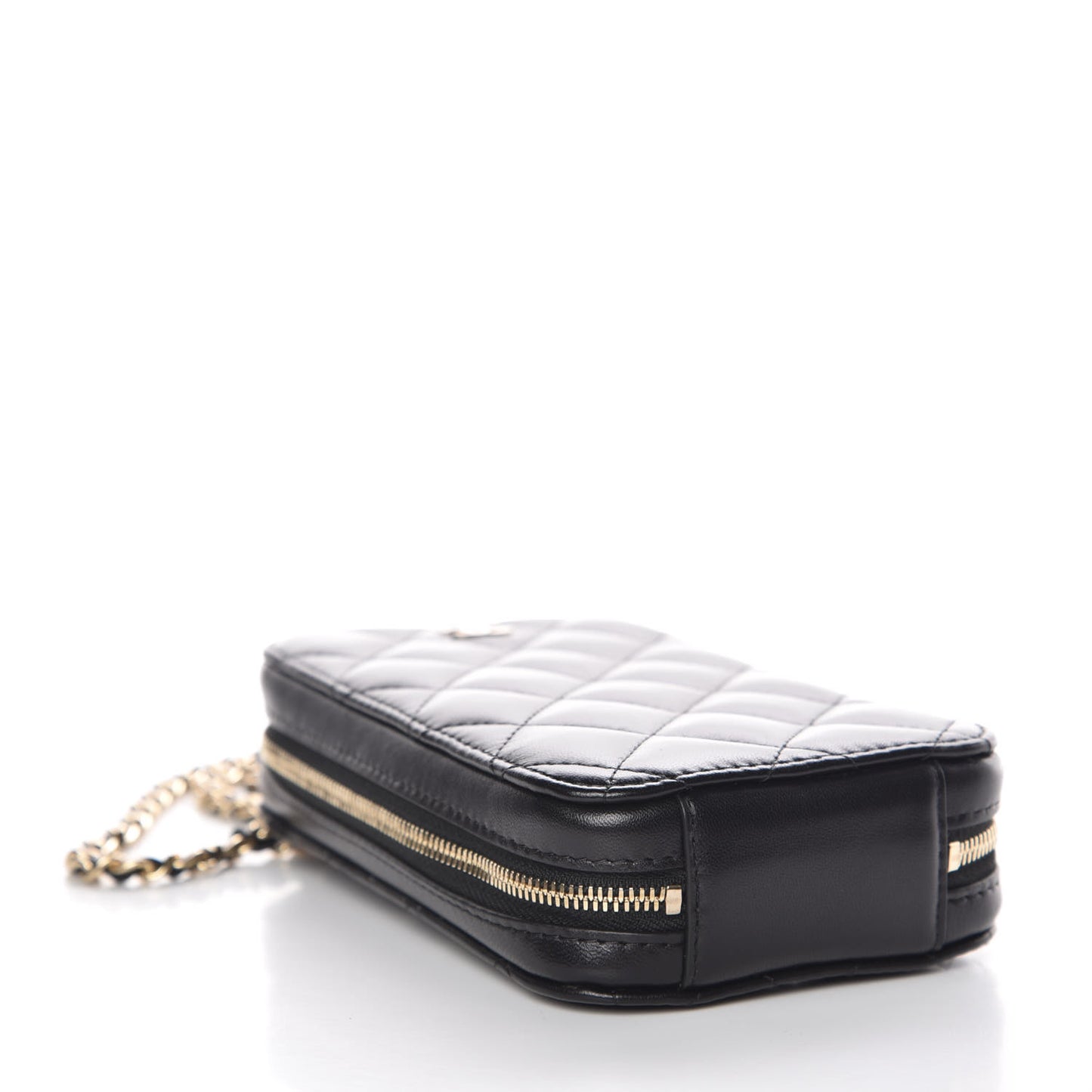 Lambskin Quilted Zip Phone Case Black