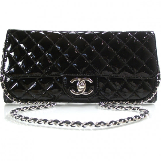Patent Quilted Clutch Bag Black