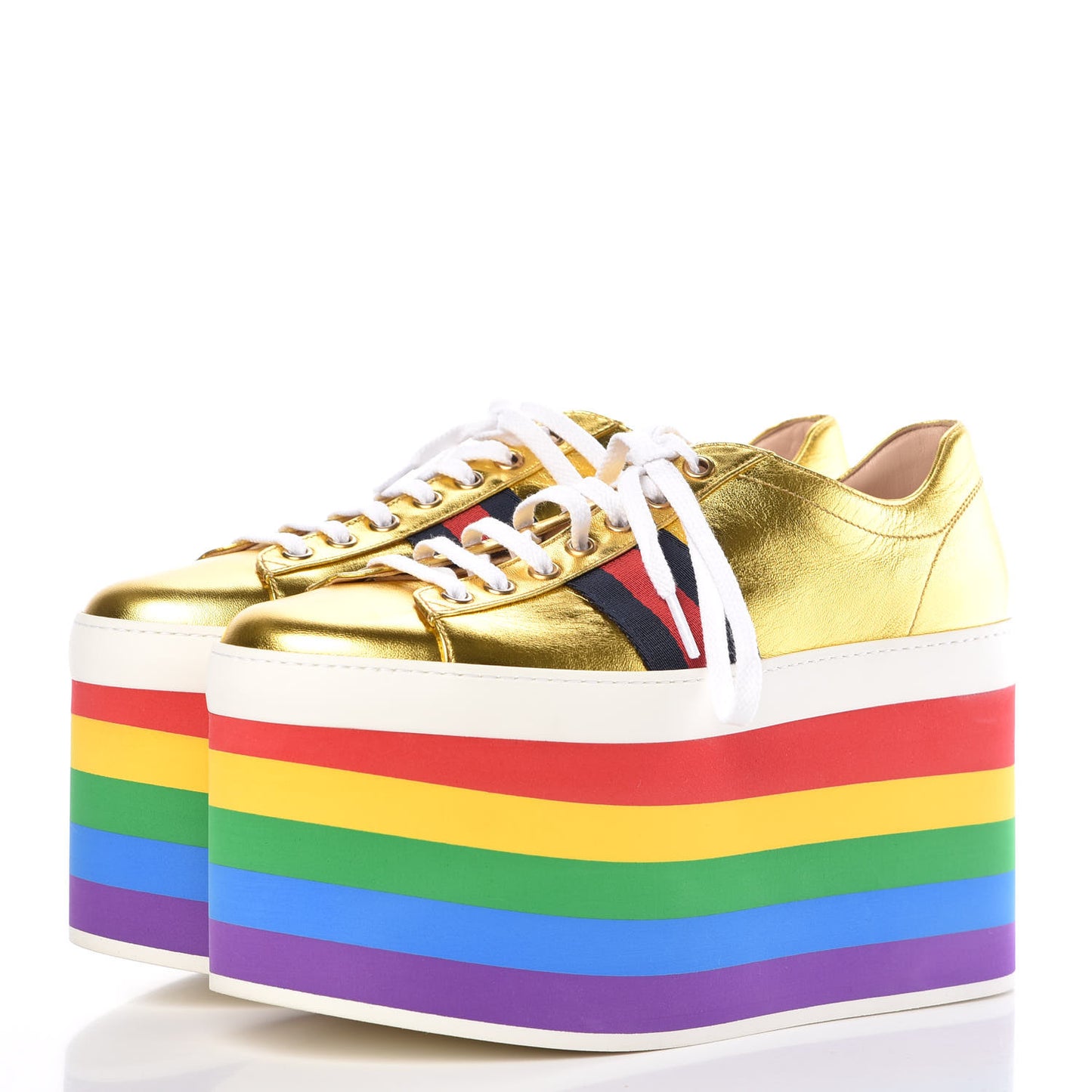 Metallic Nappa Peggy Platform Sneakers 39.5 Oro Vecchio