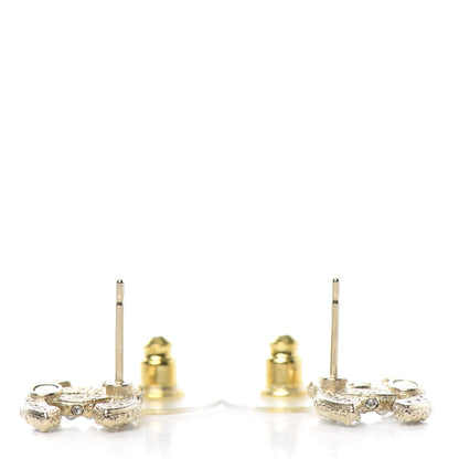 Chanel Pearl Crystal CC Stud Earrings Gold 3 of 5