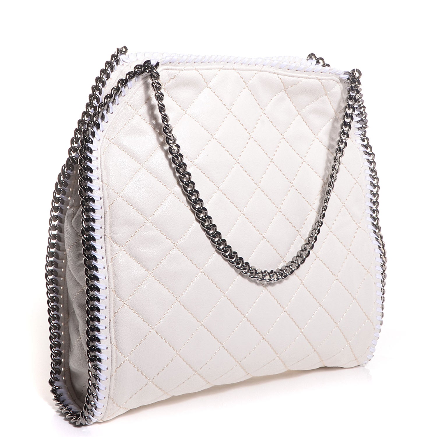 Stella McCartney Faux Leather Quilted Small Falabella Tote White 3 of 8