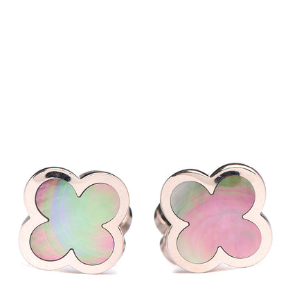Van Cleef & Arpels 18K White Gold Mother of Pearl Pure Alhambra Cufflinks 1 of 4