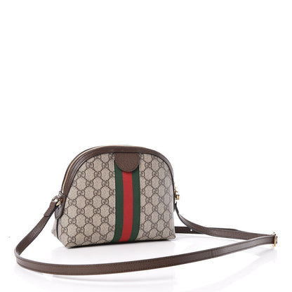 Gucci GG Supreme Monogram Textured Dollar Calfskin Web Small Ophidia Dome Shoulder Bag Beige Ebony New Acero 3 of 10