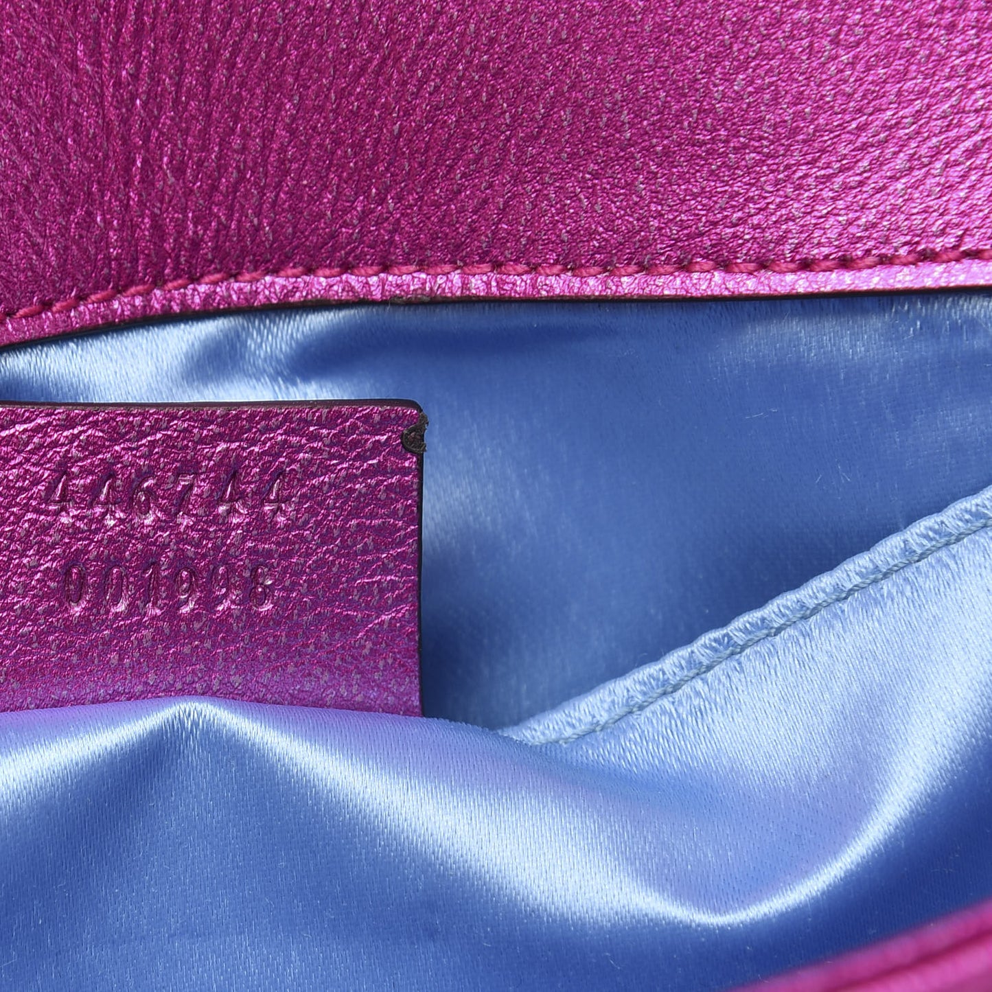 Metallic Calfskin Matelasse Mini GG Marmont Shoulder Bag Fuchsia