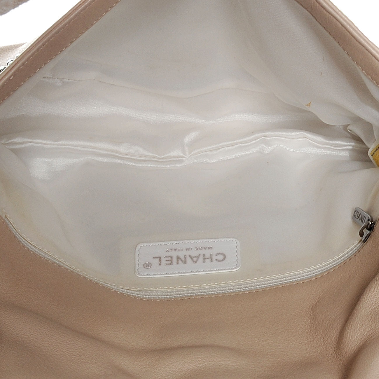 Lambskin Pleated Flap Bag Beige