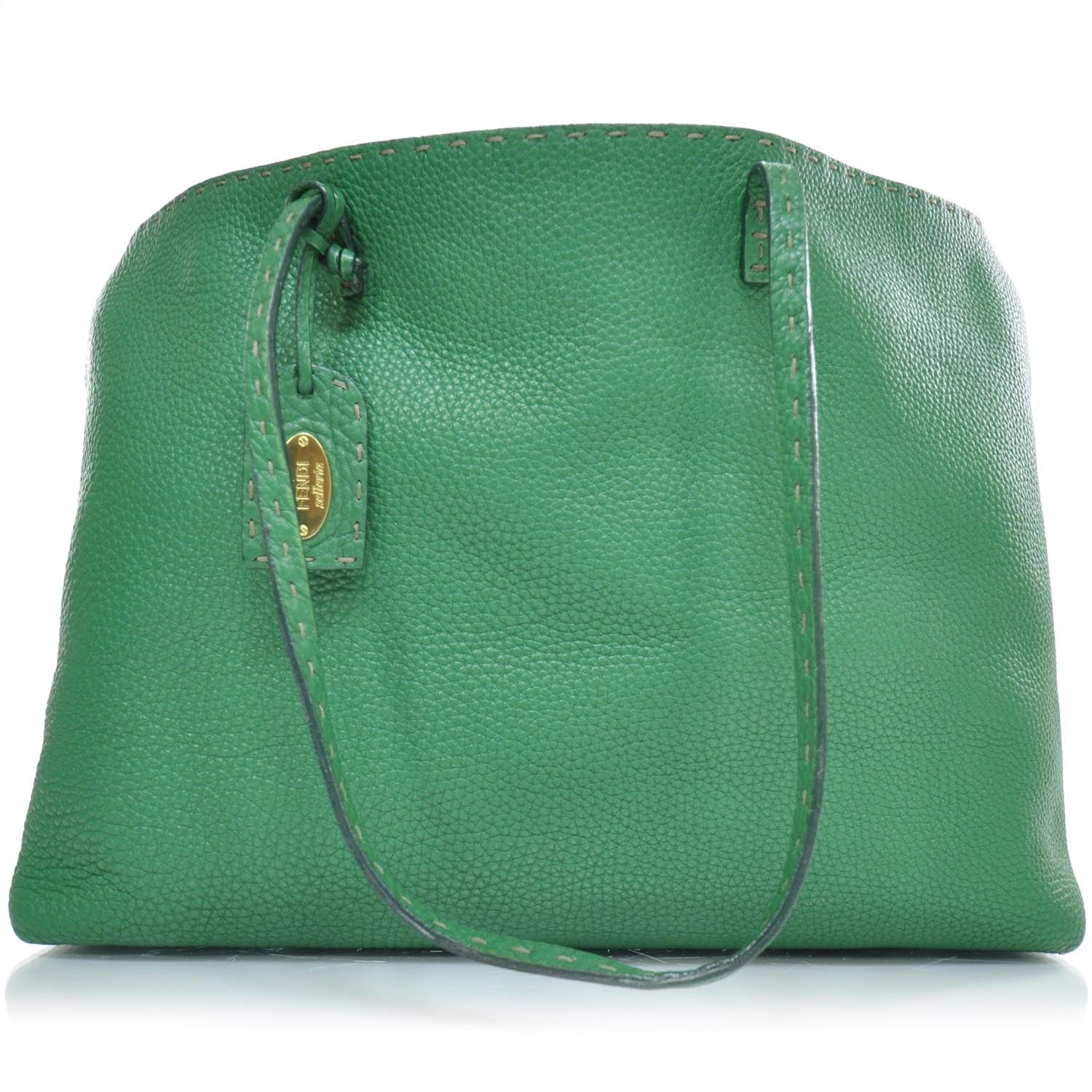 Fendi Calfskin Romano Selleria Shopping Tote Emerald Green 1 of 11