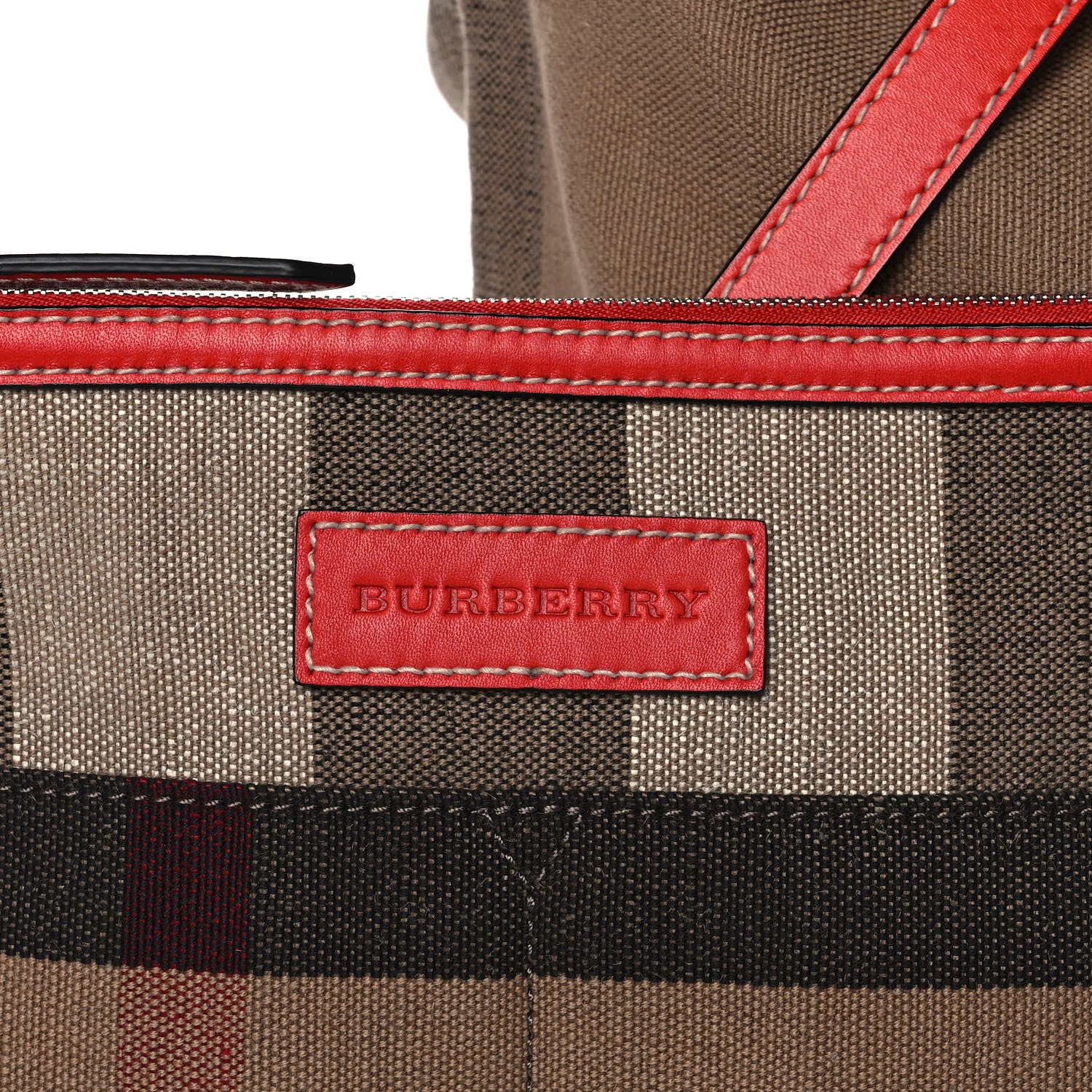 Burberry Canvas Mega Check Medium Ashby Hobo Cadmium Red 10 of 15