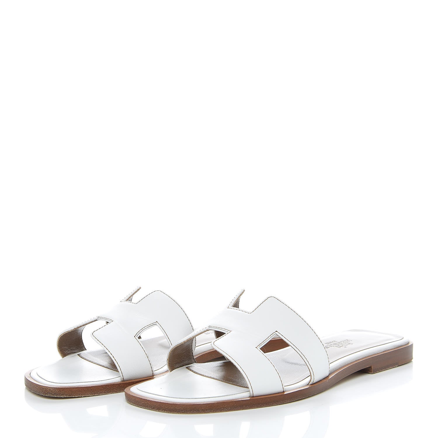 Hermes Box Calfskin Oran Sandals 34.5 White 3 of 12