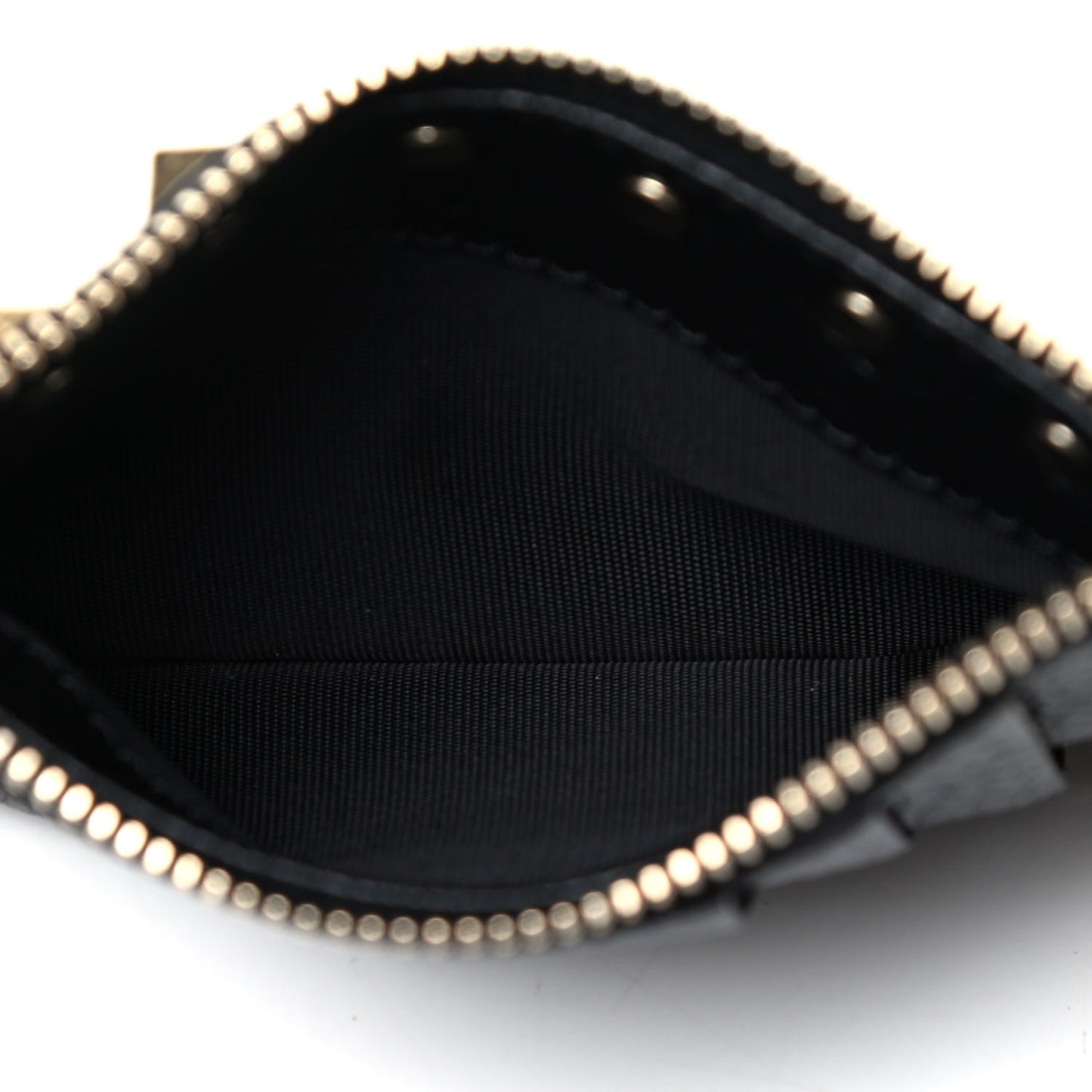 Pebbled Calfskin Rockstud Coin Case Card Holder Black