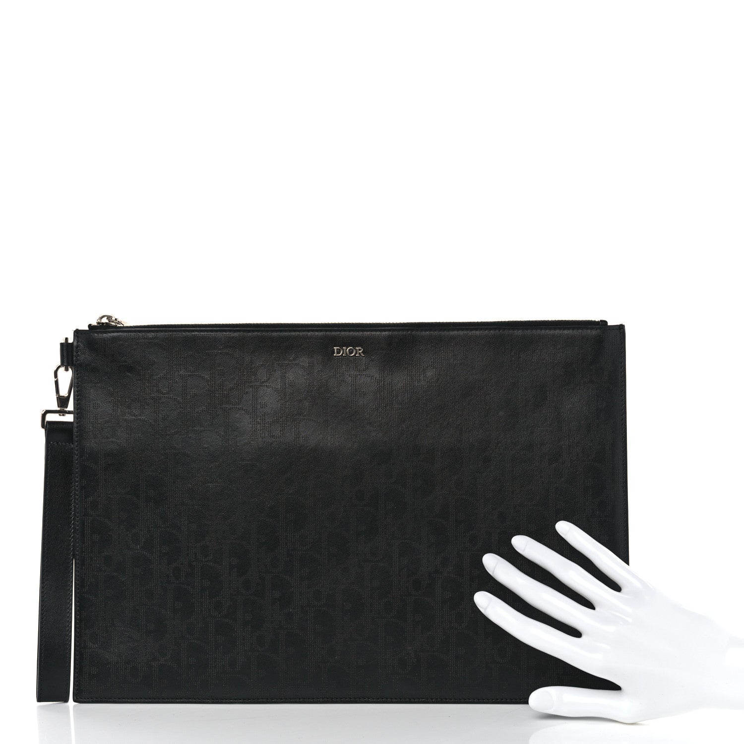 Christian Dior Calfskin Perforated Oblique Galaxy Flat Case Black 2 of 8