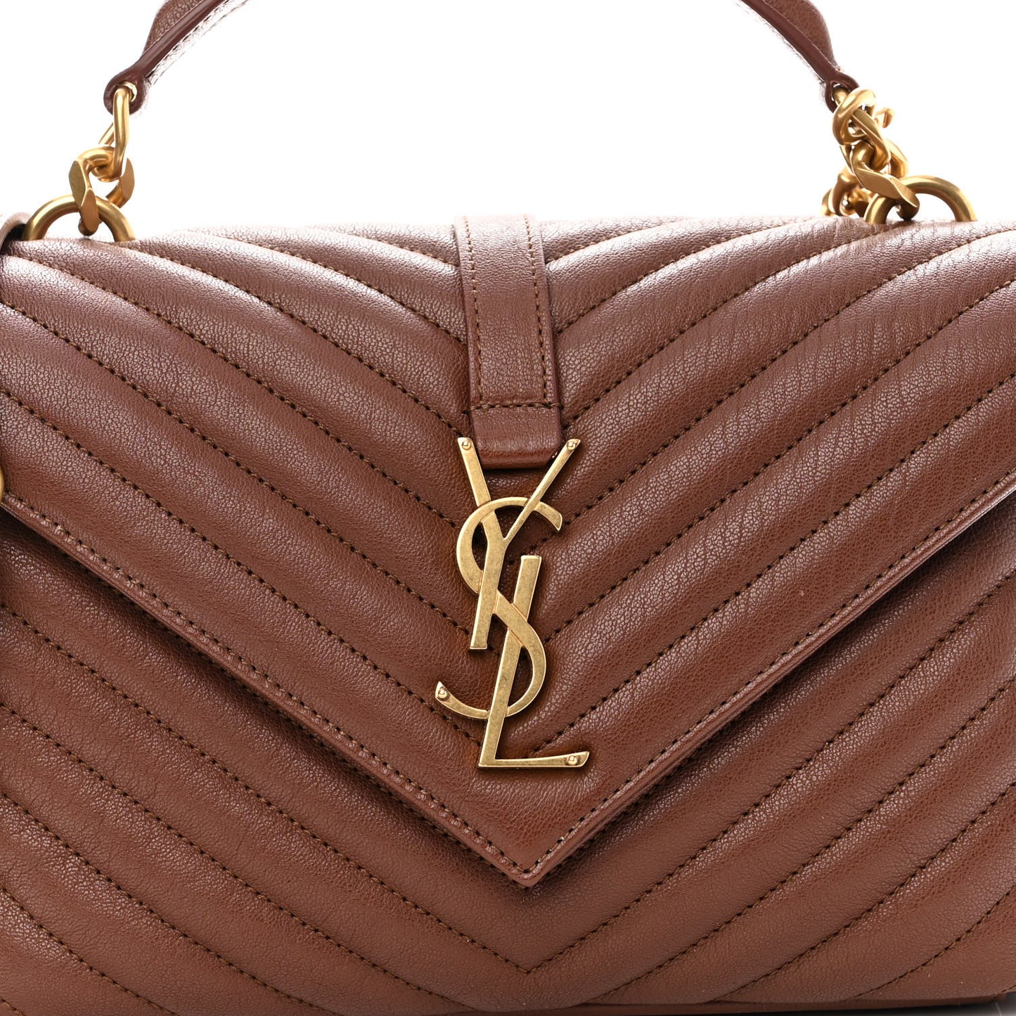 Sheepskin Matelasse Chevron Monogram Medium College Bag Brick