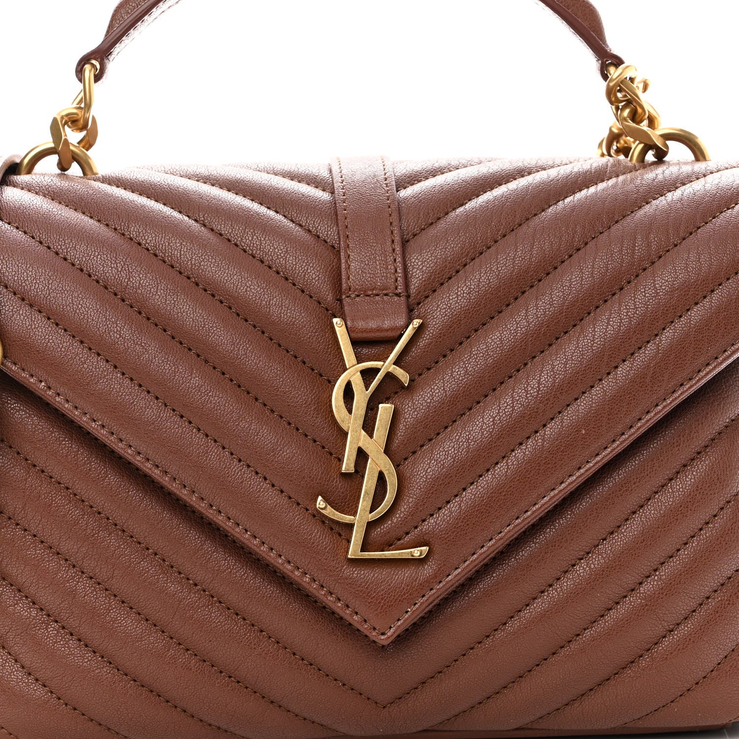 Saint Laurent Sheepskin Matelasse Chevron Monogram Medium College Bag Brick 8 of 10