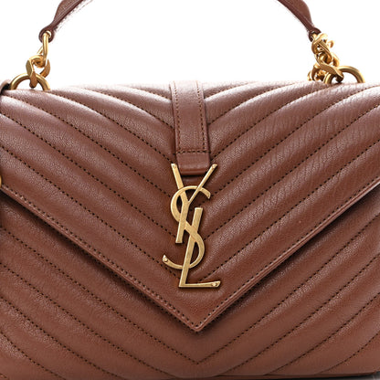 Saint Laurent Sheepskin Matelasse Chevron Monogram Medium College Bag Brick 8 of 10