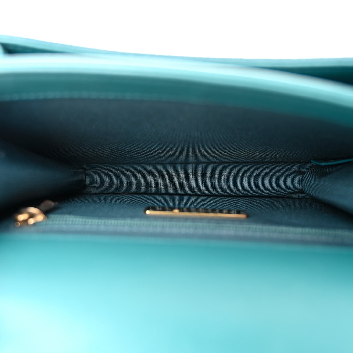 Calfskin Caviar Quilted Mini Chain Handle Flap Dark Turquoise