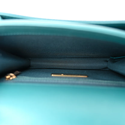 Chanel Calfskin Caviar Quilted Mini Chain Handle Flap Dark Turquoise 5 of 10