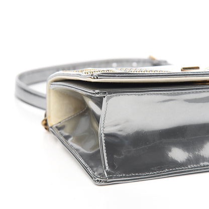 Christian Dior Metallic Patent Studded Small Diorama Flap Bag Silver 6 of 8